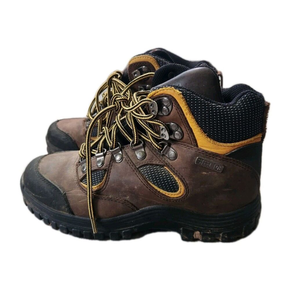 Brahma Blaze Steel Toe Work Boots Brown Leather Lace Up Safety Womens Sz 8 GUC